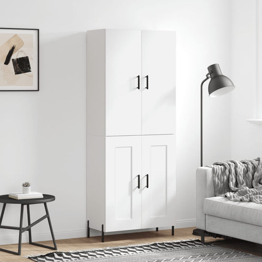 Skříň Highboard Bílá 69,5 X 34 X 180 Cm Kompozitní Dřevo