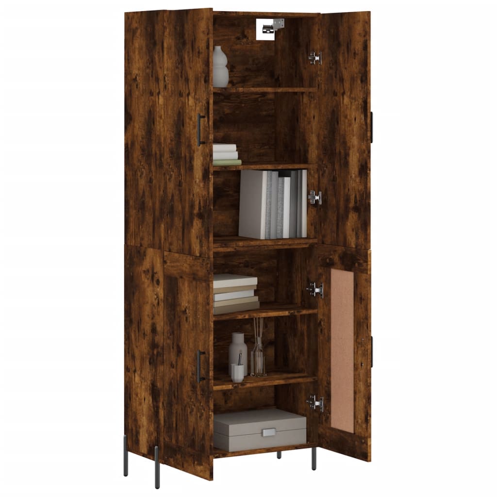 Skříň Highboard Kouřový Dub 69,5 X 34 X 180 Cm Kompozitní Dřevo