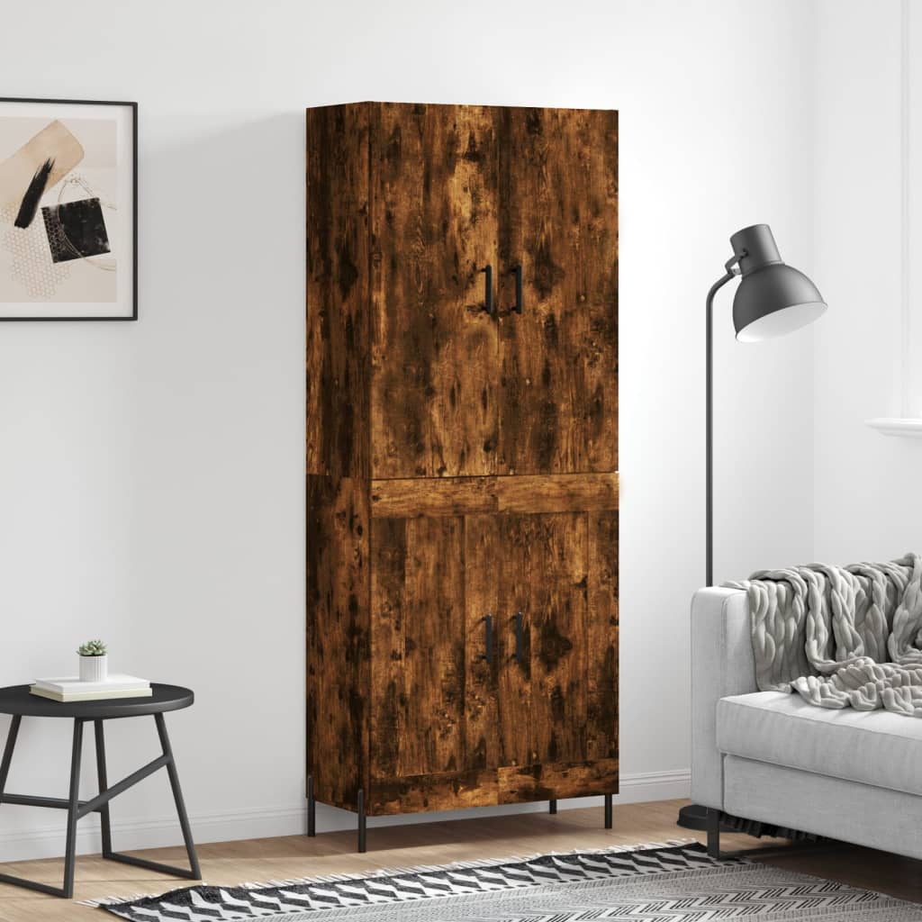 Skříň Highboard Kouřový Dub 69,5 X 34 X 180 Cm Kompozitní Dřevo
