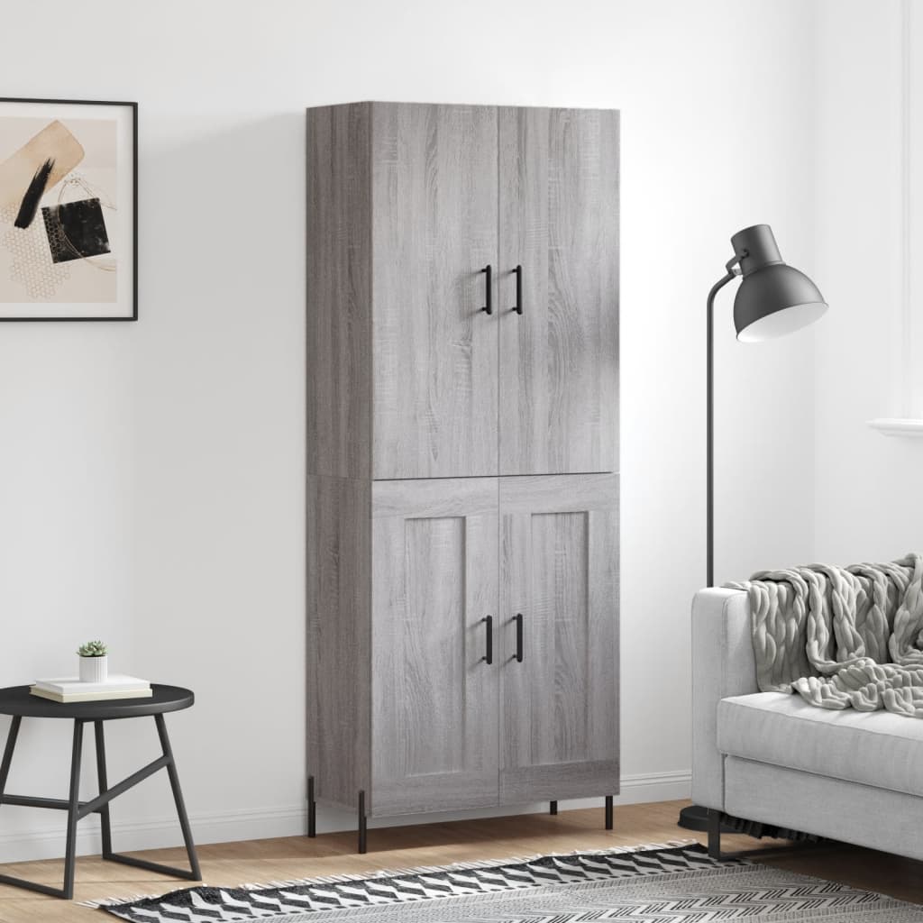 Skříň Highboard Šedá Sonoma 69,5 X 34 X 180 Cm Kompozitní Dřevo