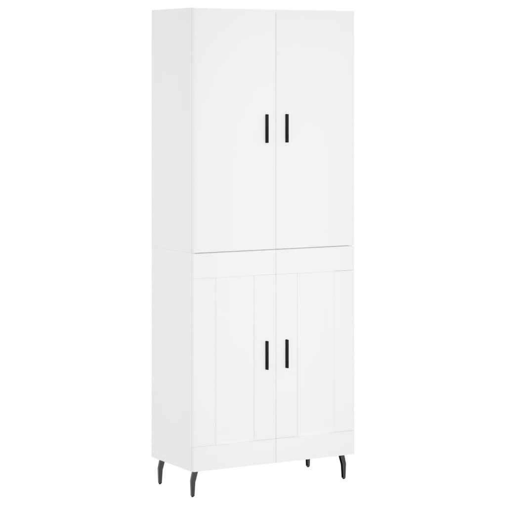 Skříň Highboard Bílá 69,5 X 34 X 180 Cm Kompozitní Dřevo