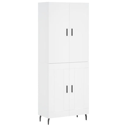 Skříň Highboard Bílá 69,5 X 34 X 180 Cm Kompozitní Dřevo