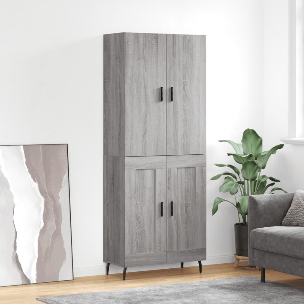 Skříň Highboard Šedá Sonoma 69,5 X 34 X 180 Cm Kompozitní Dřevo