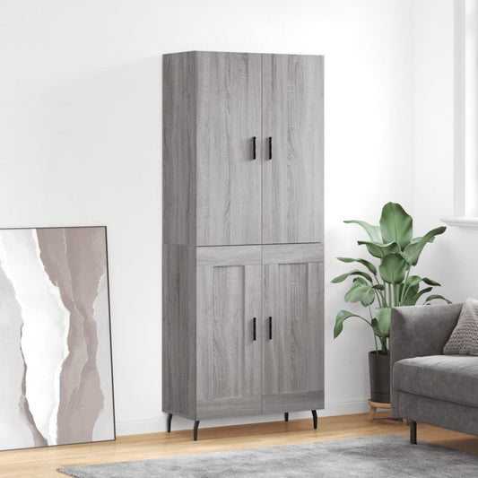 Skříň Highboard Šedá Sonoma 69,5 X 34 X 180 Cm Kompozitní Dřevo