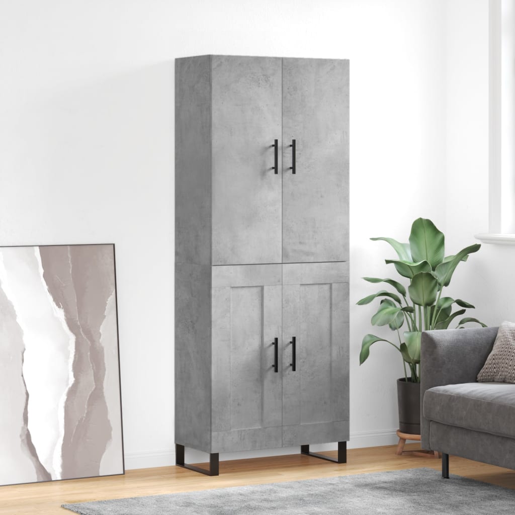 Skříň Highboard Betonově Šedá 69,5X34X180 Cm Kompozitní Dřevo