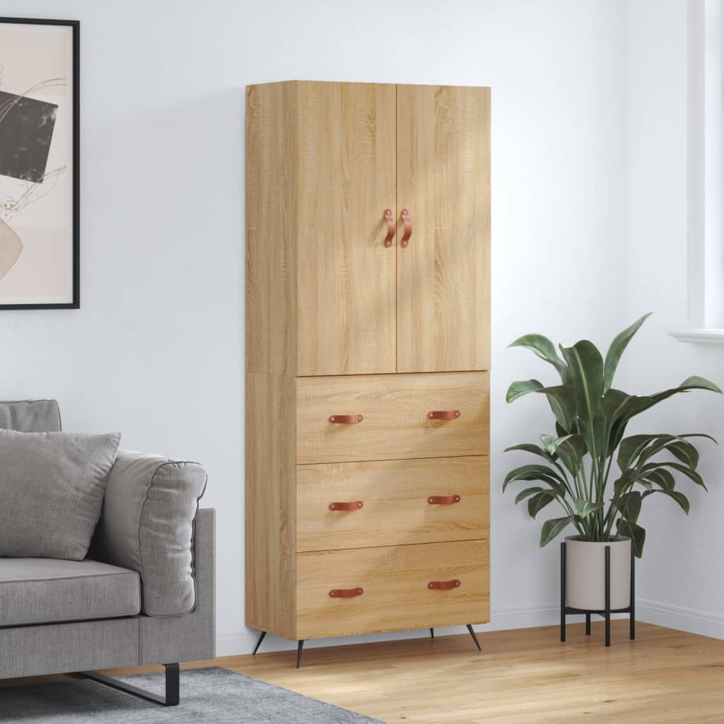 Skříň Highboard Betonově Šedá 69,5X34X180 Cm Kompozitní Dřevo