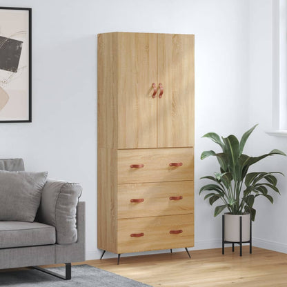 Skříň Highboard Betonově Šedá 69,5X34X180 Cm Kompozitní Dřevo