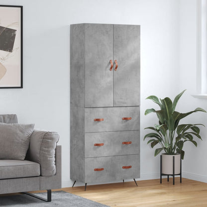 Skříň Highboard Betonově Šedá 69,5X34X180 Cm Kompozitní Dřevo