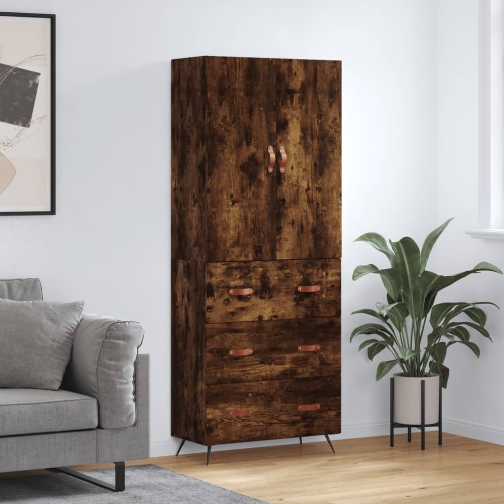 Skříň Highboard Betonově Šedá 69,5X34X180 Cm Kompozitní Dřevo
