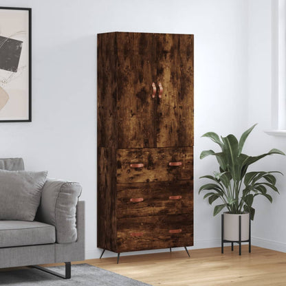 Skříň Highboard Betonově Šedá 69,5X34X180 Cm Kompozitní Dřevo