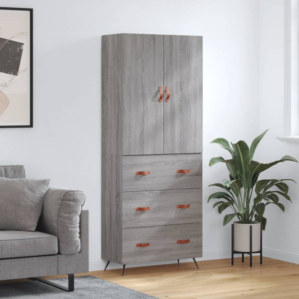 Skříň Highboard Betonově Šedá 69,5X34X180 Cm Kompozitní Dřevo