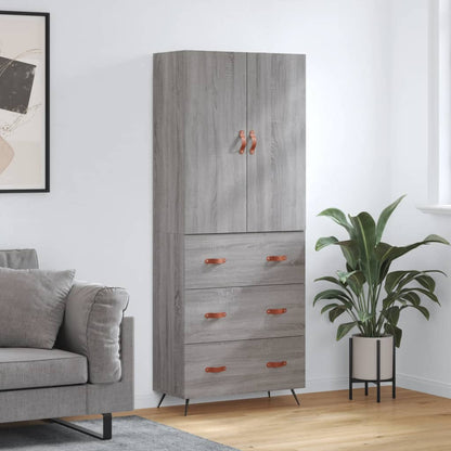 Skříň Highboard Betonově Šedá 69,5X34X180 Cm Kompozitní Dřevo