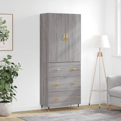 Skříň Highboard Šedá Sonoma 69,5 X 34 X 180 Cm Kompozitní Dřevo