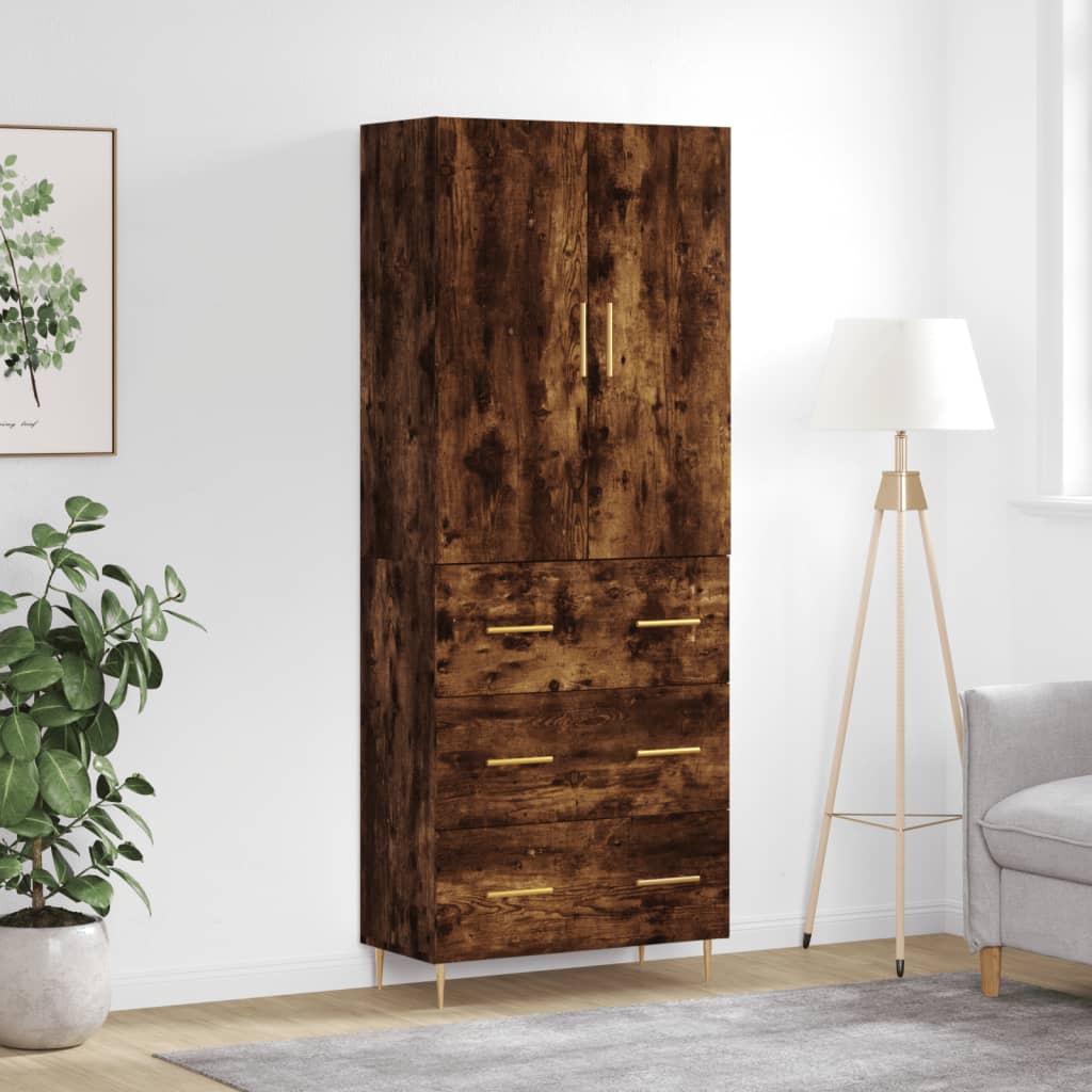 Skříň Highboard Betonově Šedá 69,5X34X180 Cm Kompozitní Dřevo