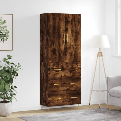 Skříň Highboard Betonově Šedá 69,5X34X180 Cm Kompozitní Dřevo