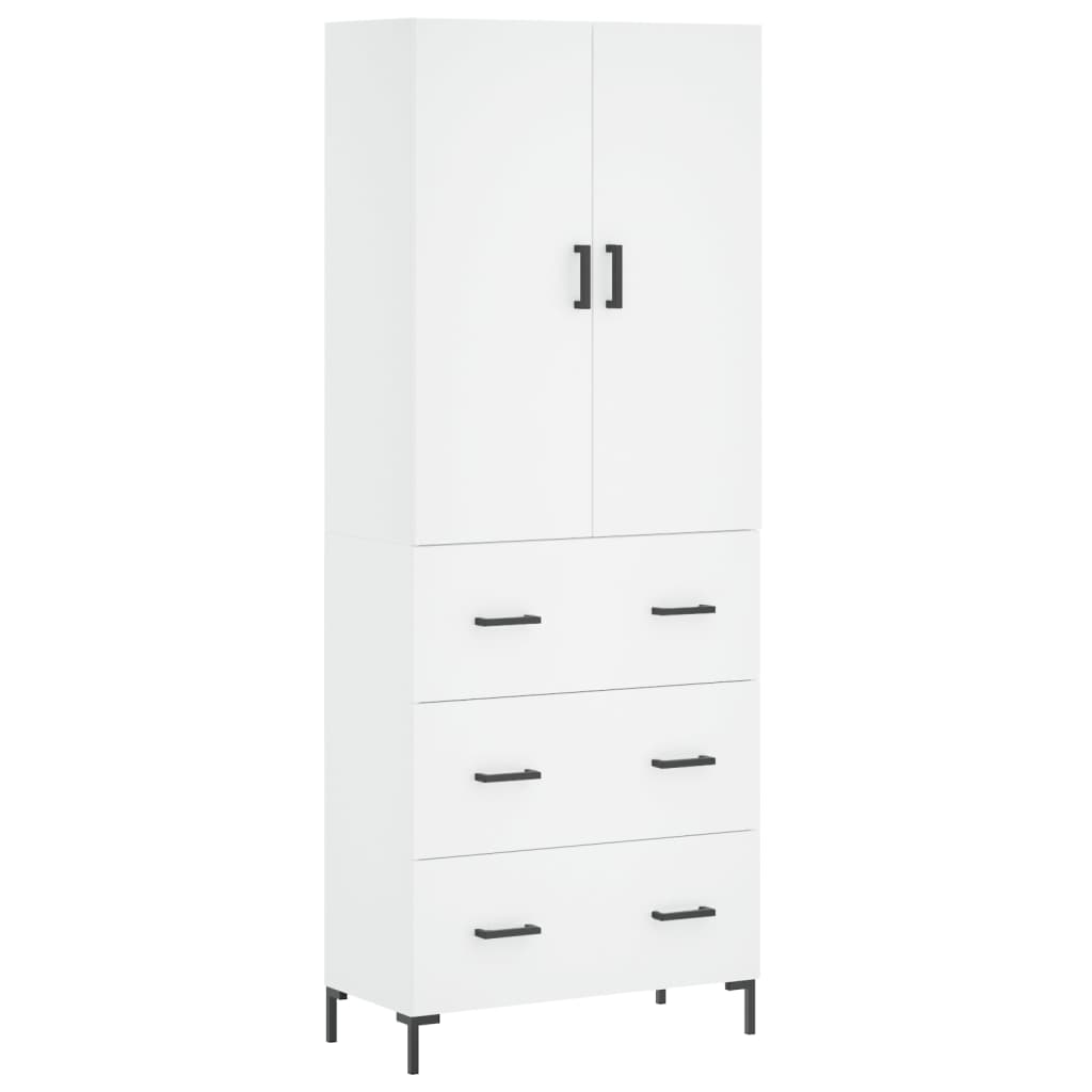Skříň Highboard Bílá 69,5 X 34 X 180 Cm Kompozitní Dřevo