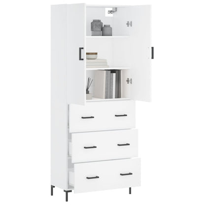 Skříň Highboard Bílá 69,5 X 34 X 180 Cm Kompozitní Dřevo