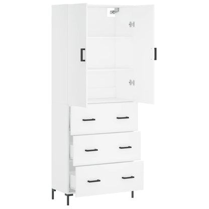 Skříň Highboard Bílá 69,5 X 34 X 180 Cm Kompozitní Dřevo