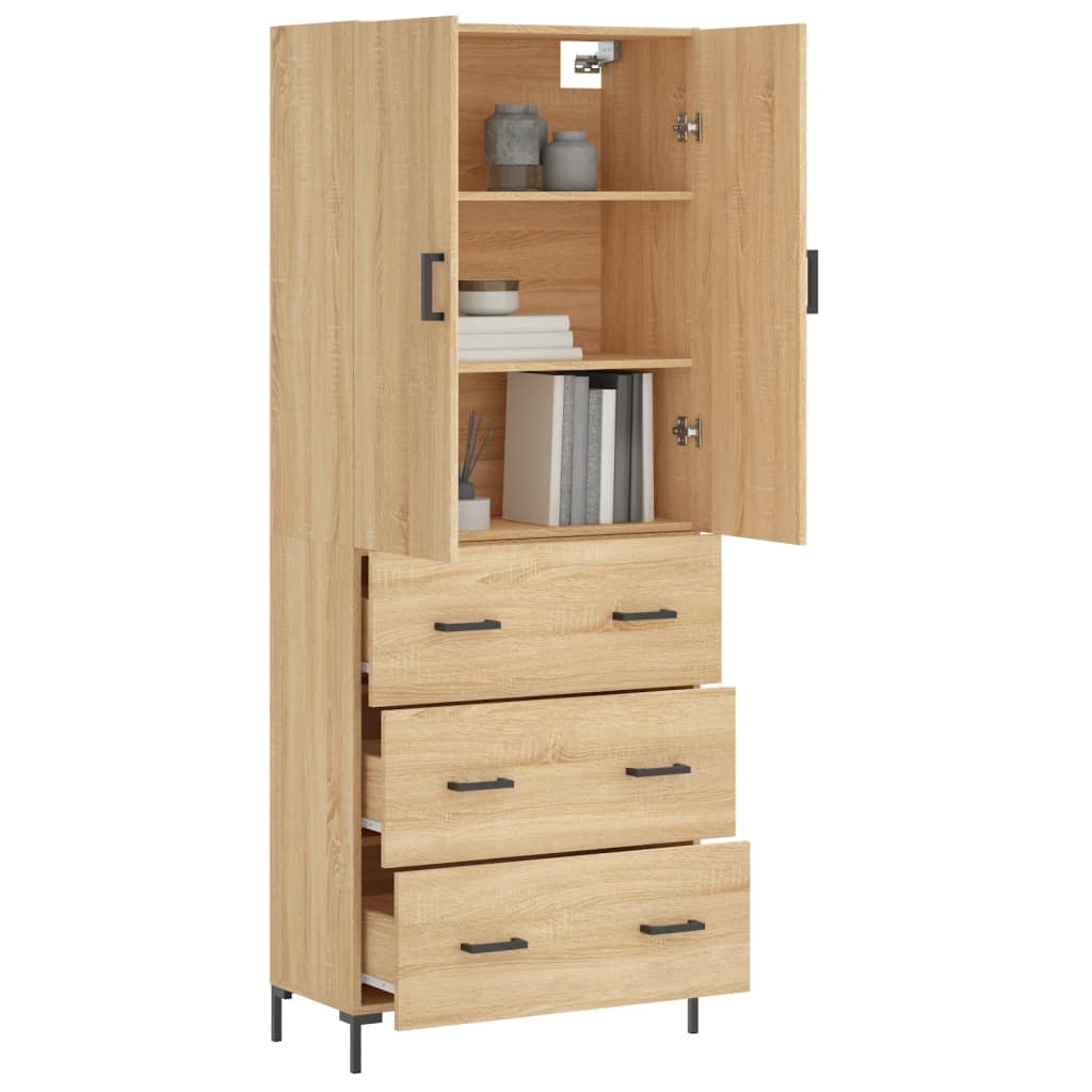 Skříň Highboard Dub Sonoma 69,5 X 34 X 180 Cm Kompozitní Dřevo