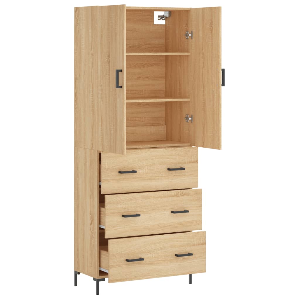 Skříň Highboard Dub Sonoma 69,5 X 34 X 180 Cm Kompozitní Dřevo