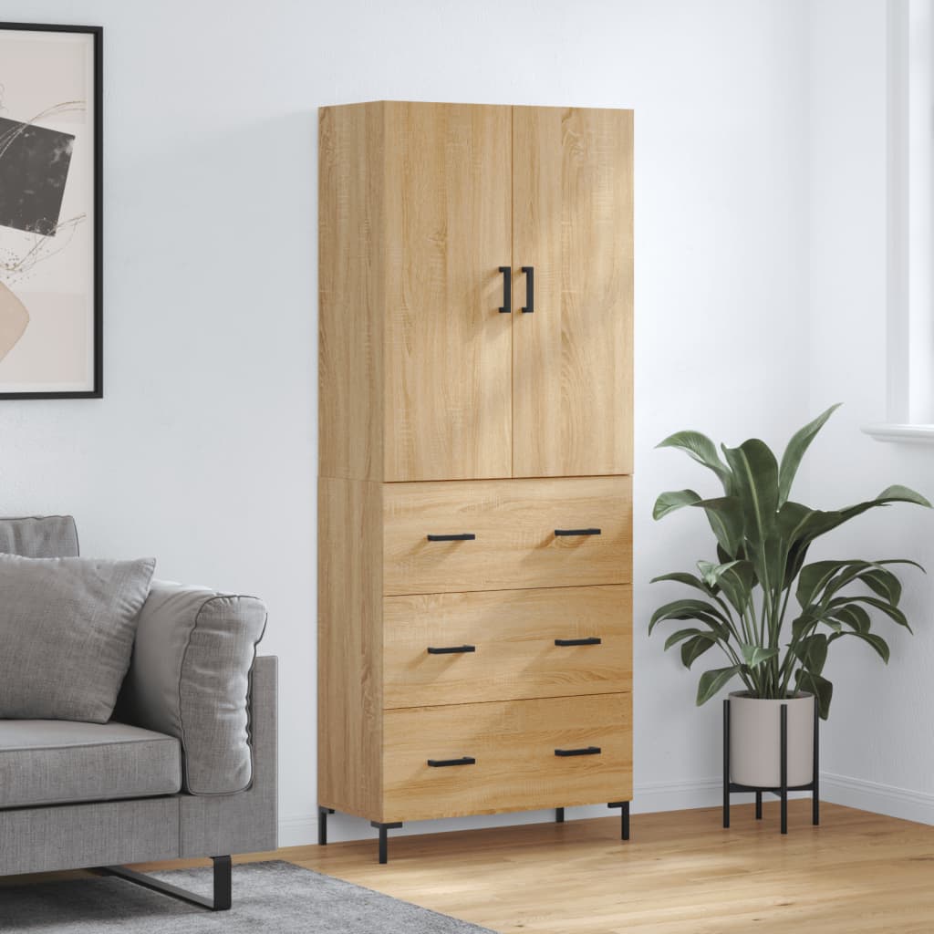 Skříň Highboard 69,5 X 34 X 180 Cm Kompozitní Dřevo