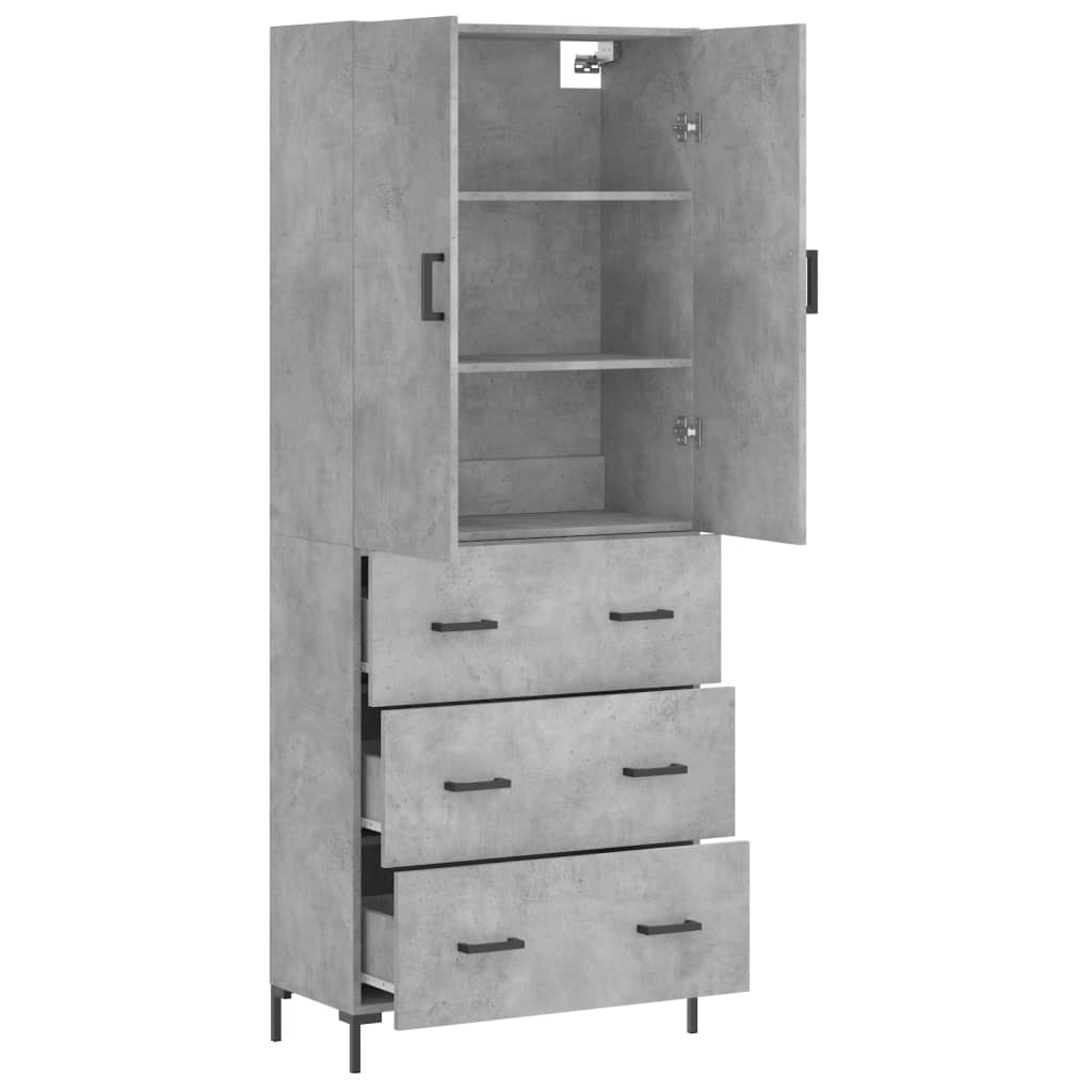 Skříň Highboard Betonově Šedá 69,5X34X180 Cm Kompozitní Dřevo