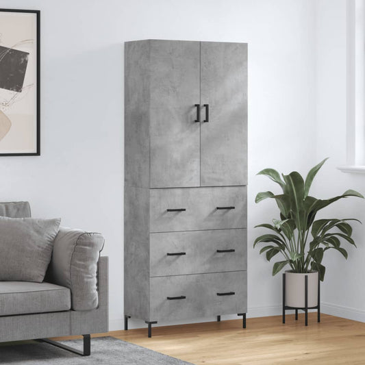 Skříň Highboard Betonově Šedá 69,5X34X180 Cm Kompozitní Dřevo