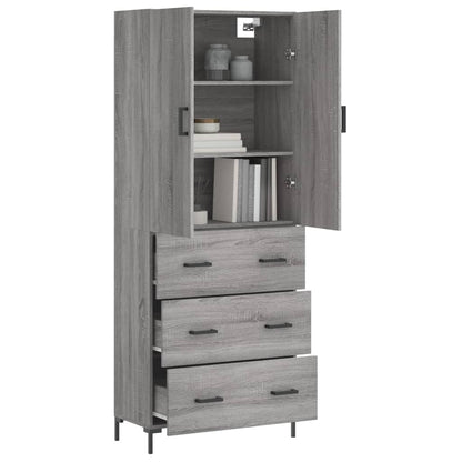 Skříň Highboard Šedá Sonoma 69,5 X 34 X 180 Cm Kompozitní Dřevo