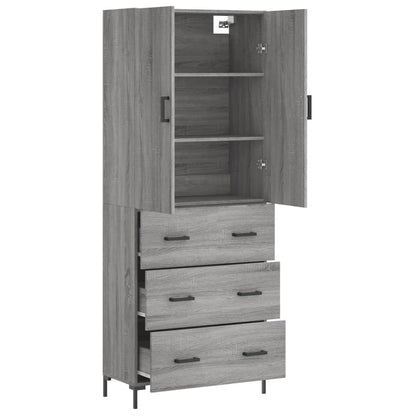 Skříň Highboard Šedá Sonoma 69,5 X 34 X 180 Cm Kompozitní Dřevo