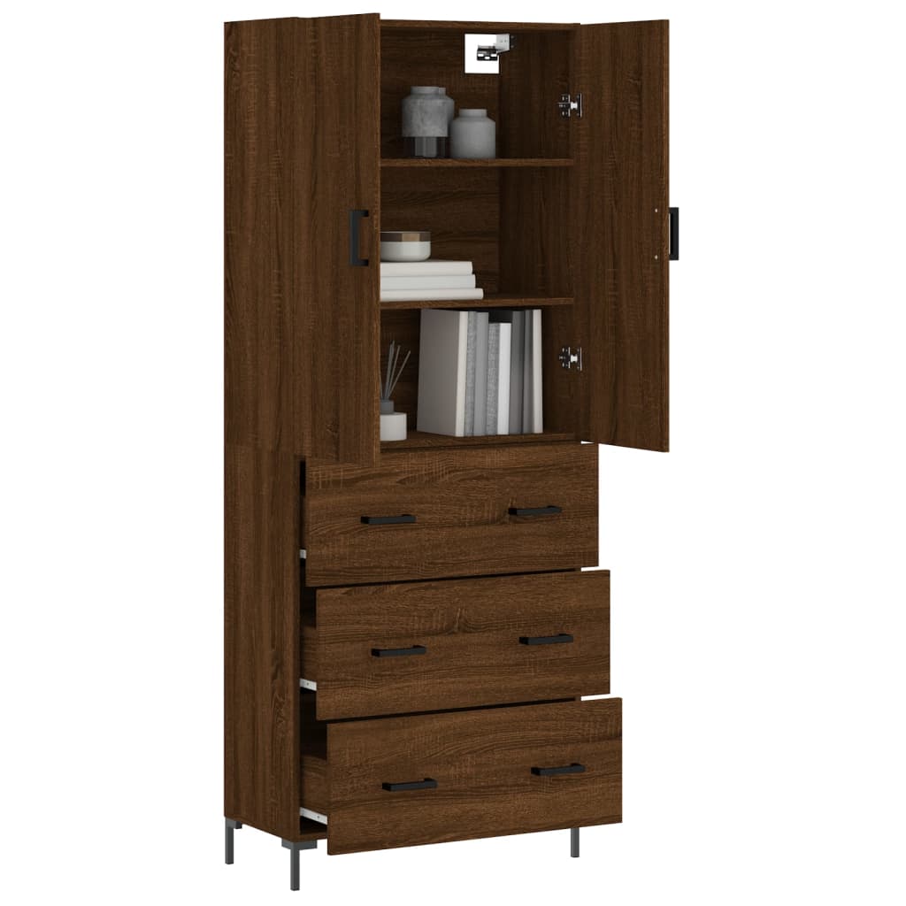 Skříň Highboard 69,5 X 34 X 180 Cm Kompozitní Dřevo