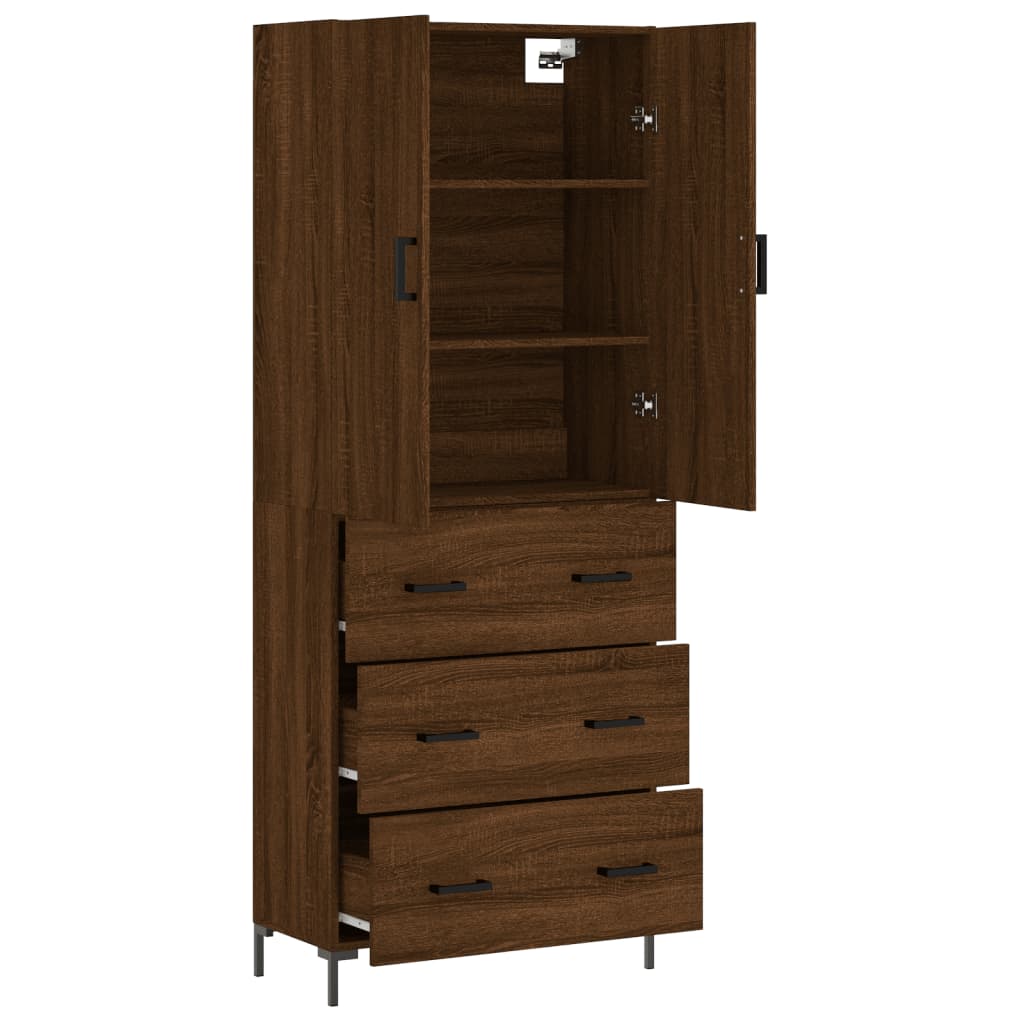 Skříň Highboard 69,5 X 34 X 180 Cm Kompozitní Dřevo