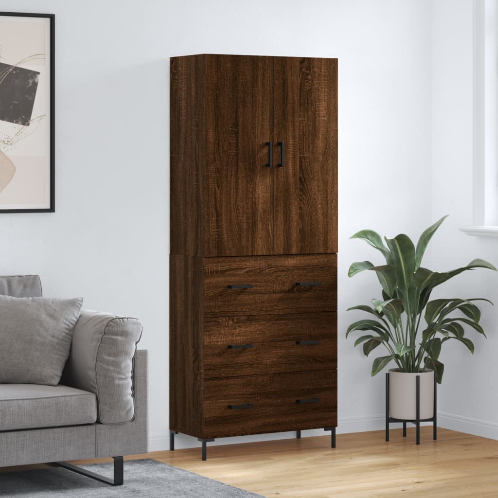 Skříň Highboard 69,5 X 34 X 180 Cm Kompozitní Dřevo
