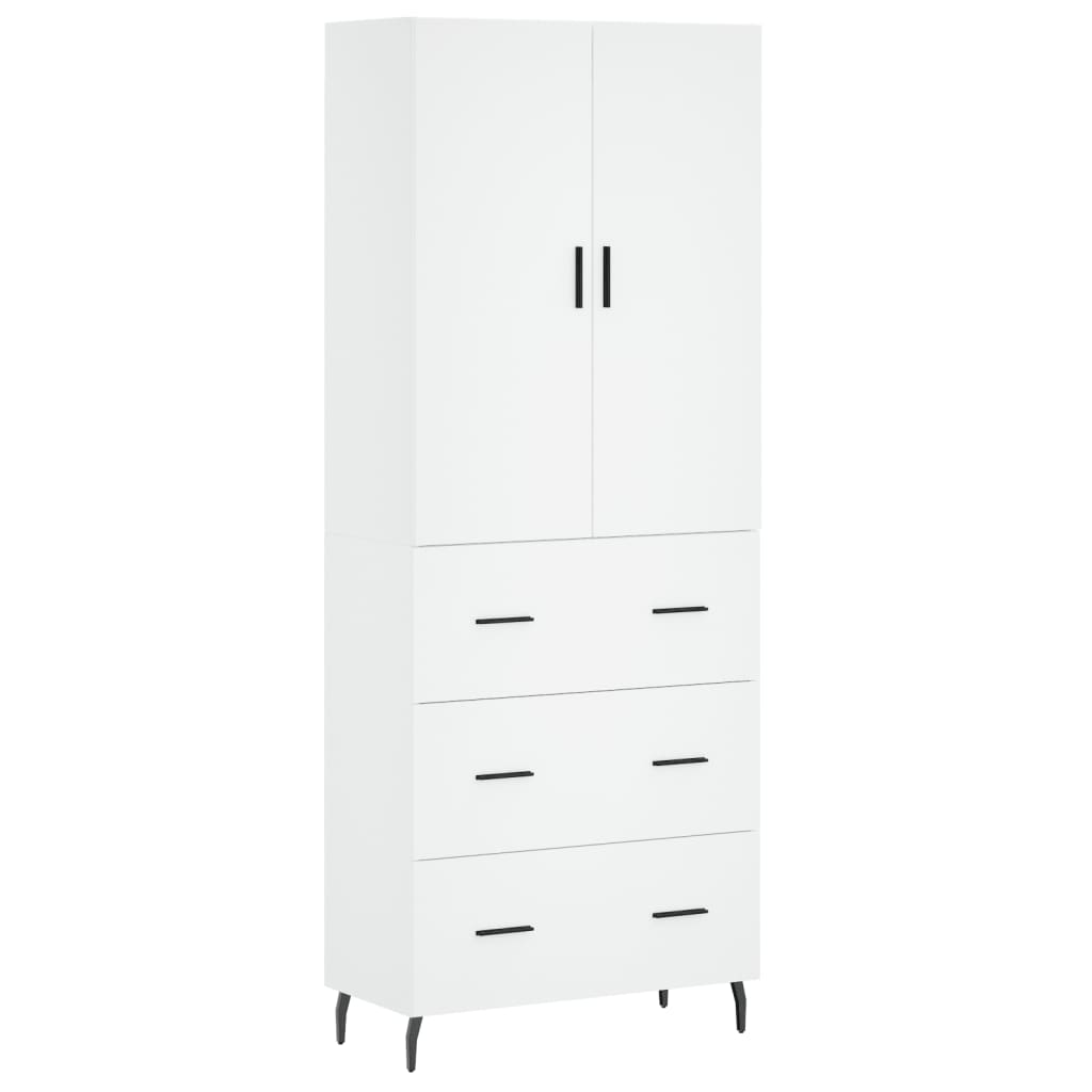 Skříň Highboard Bílá 69,5 X 34 X 180 Cm Kompozitní Dřevo