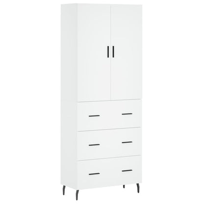 Skříň Highboard Bílá 69,5 X 34 X 180 Cm Kompozitní Dřevo