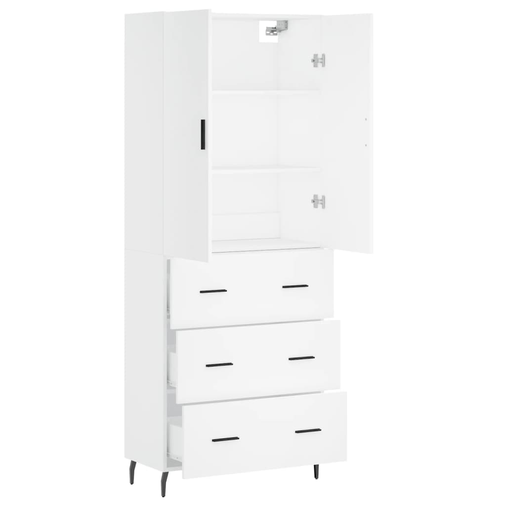 Skříň Highboard Bílá 69,5 X 34 X 180 Cm Kompozitní Dřevo