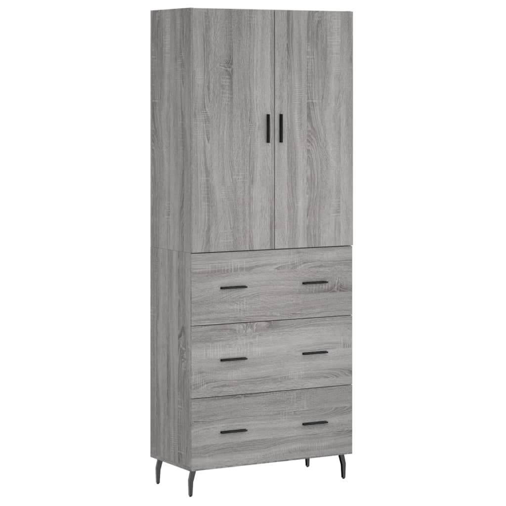 Skříň Highboard Šedá Sonoma 69,5 X 34 X 180 Cm Kompozitní Dřevo