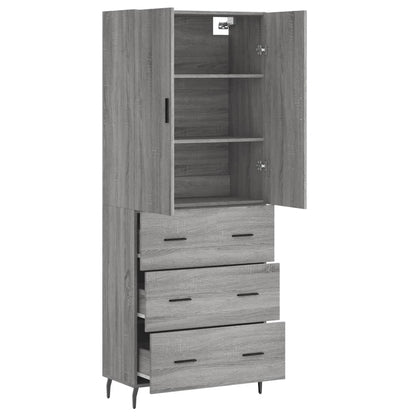 Skříň Highboard Šedá Sonoma 69,5 X 34 X 180 Cm Kompozitní Dřevo