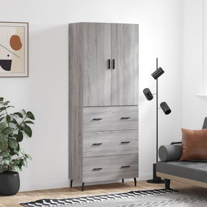 Skříň Highboard Šedá Sonoma 69,5 X 34 X 180 Cm Kompozitní Dřevo