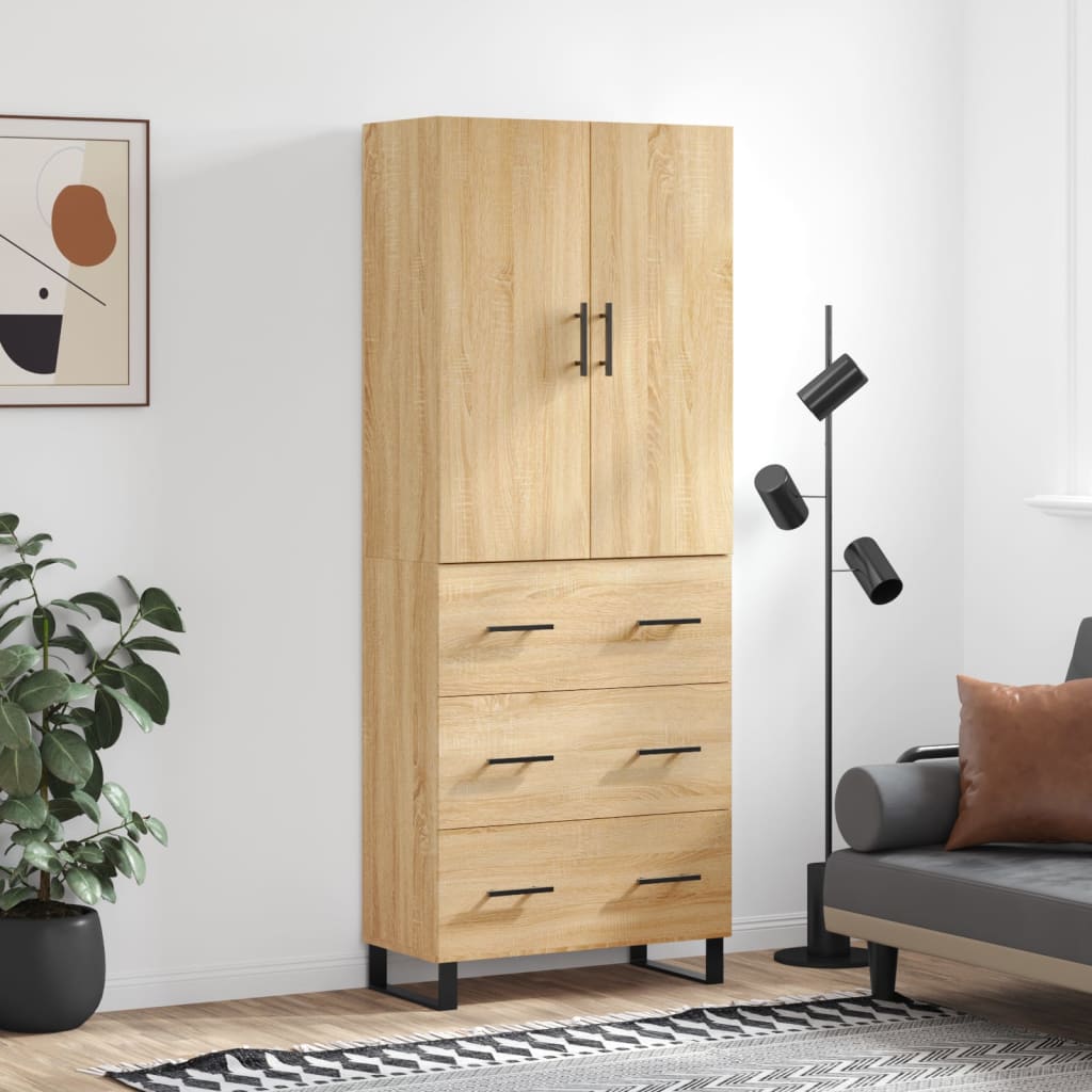 Skříň Highboard Betonově Šedá 69,5X34X180 Cm Kompozitní Dřevo