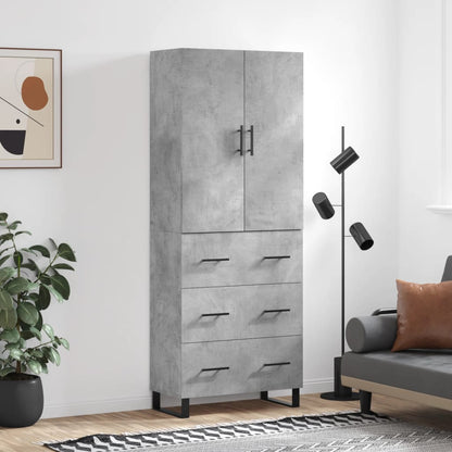 Skříň Highboard Betonově Šedá 69,5X34X180 Cm Kompozitní Dřevo