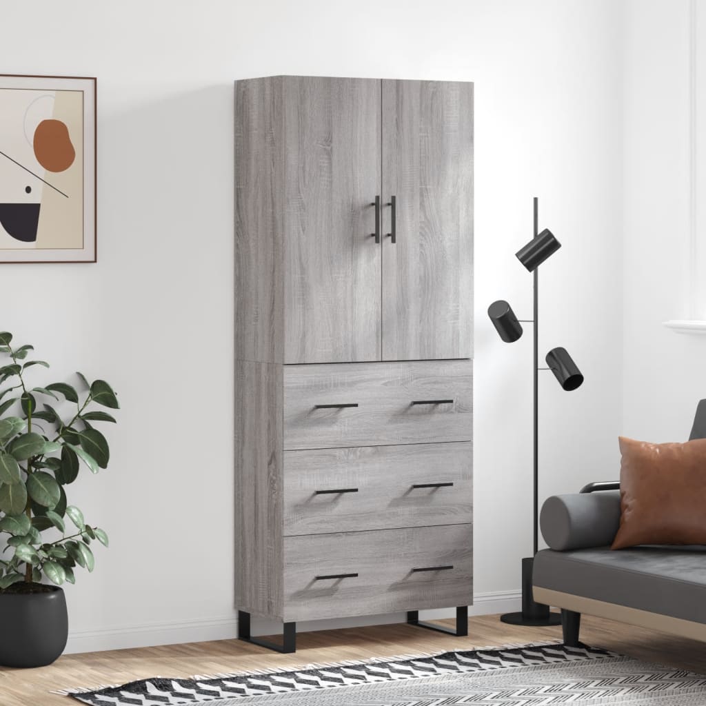 Skříň Highboard Betonově Šedá 69,5X34X180 Cm Kompozitní Dřevo