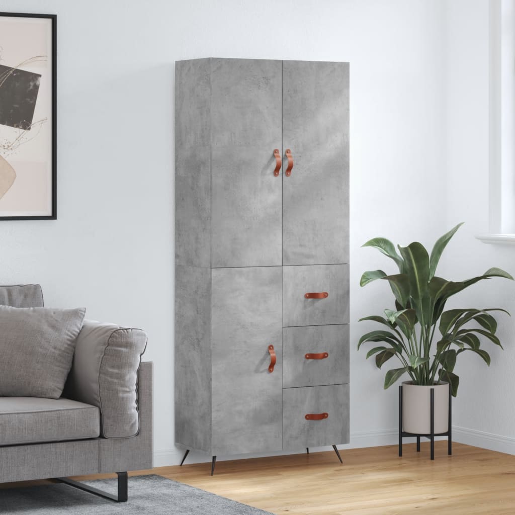 Skříň Highboard Betonově Šedá 69,5X34X180 Cm Kompozitní Dřevo