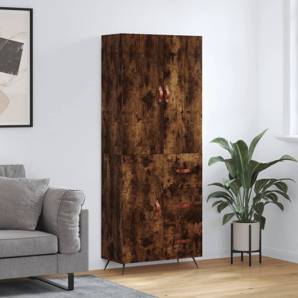 Skříň Highboard Betonově Šedá 69,5X34X180 Cm Kompozitní Dřevo