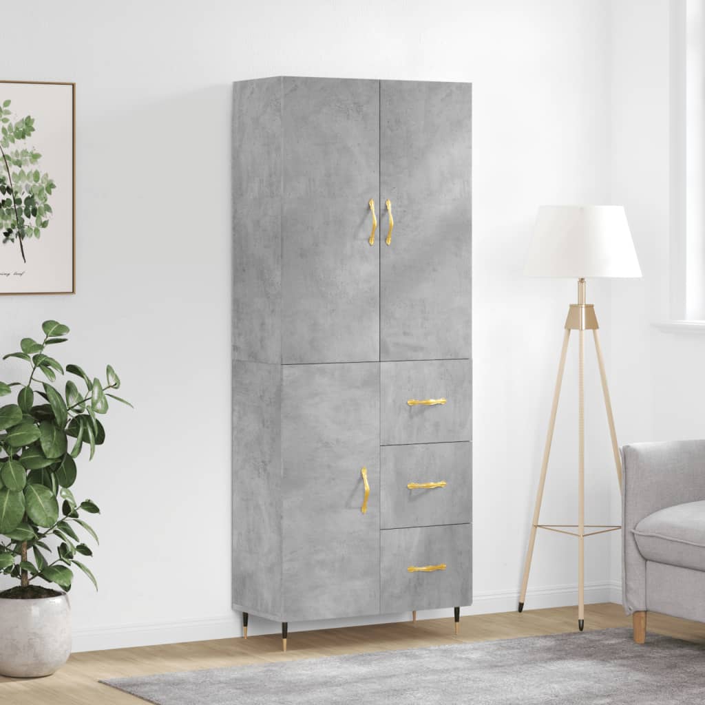 Skříň Highboard Šedá Sonoma 69,5 X 34 X 180 Cm Kompozitní Dřevo