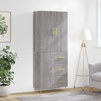 Skříň Highboard Betonově Šedá 69,5X34X180 Cm Kompozitní Dřevo