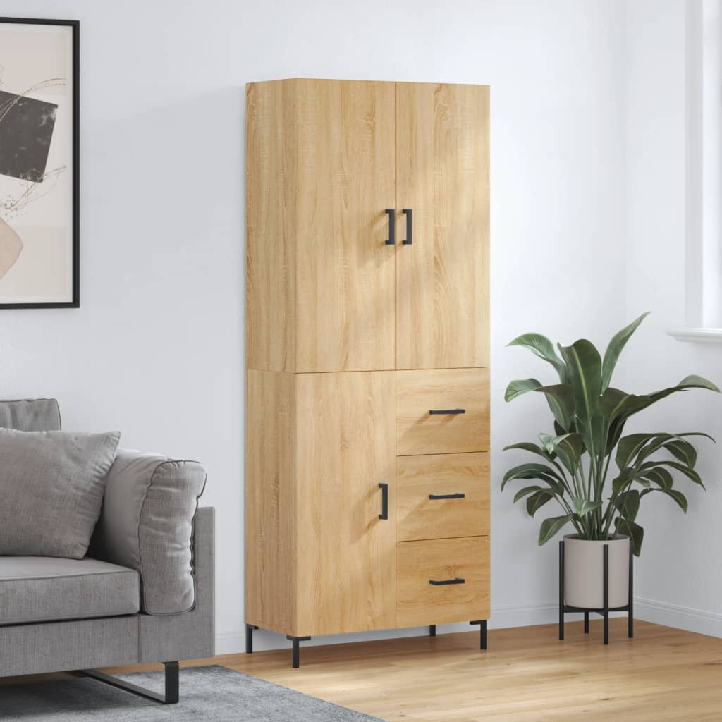 Skříň Highboard 69,5 X 34 X 180 Cm Kompozitní Dřevo
