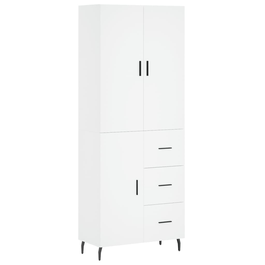 Skříň Highboard Bílá 69,5 X 34 X 180 Cm Kompozitní Dřevo