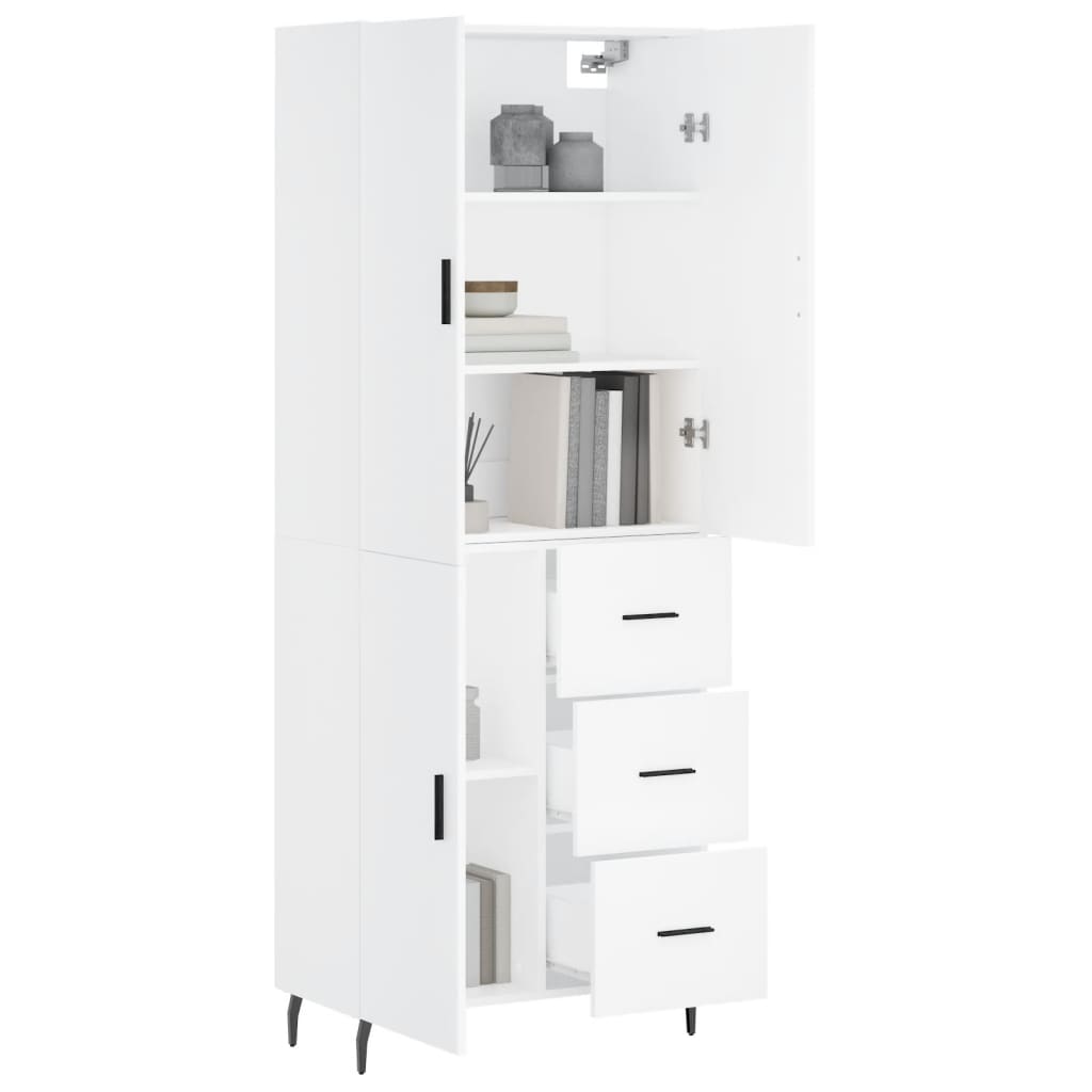 Skříň Highboard Bílá 69,5 X 34 X 180 Cm Kompozitní Dřevo