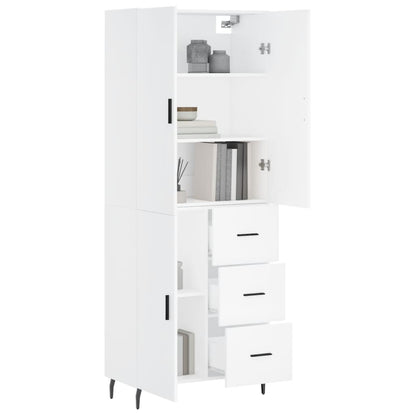 Skříň Highboard Bílá 69,5 X 34 X 180 Cm Kompozitní Dřevo