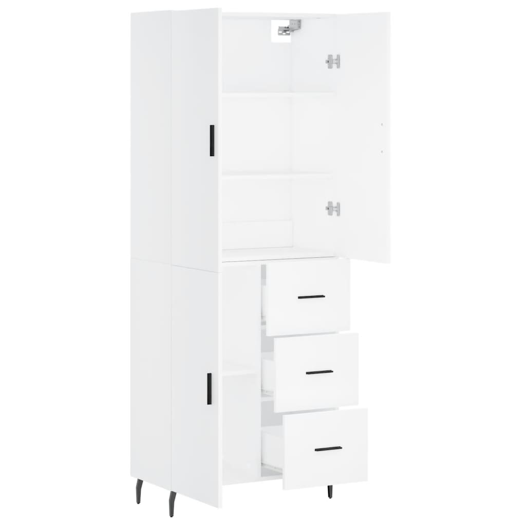 Skříň Highboard Bílá 69,5 X 34 X 180 Cm Kompozitní Dřevo